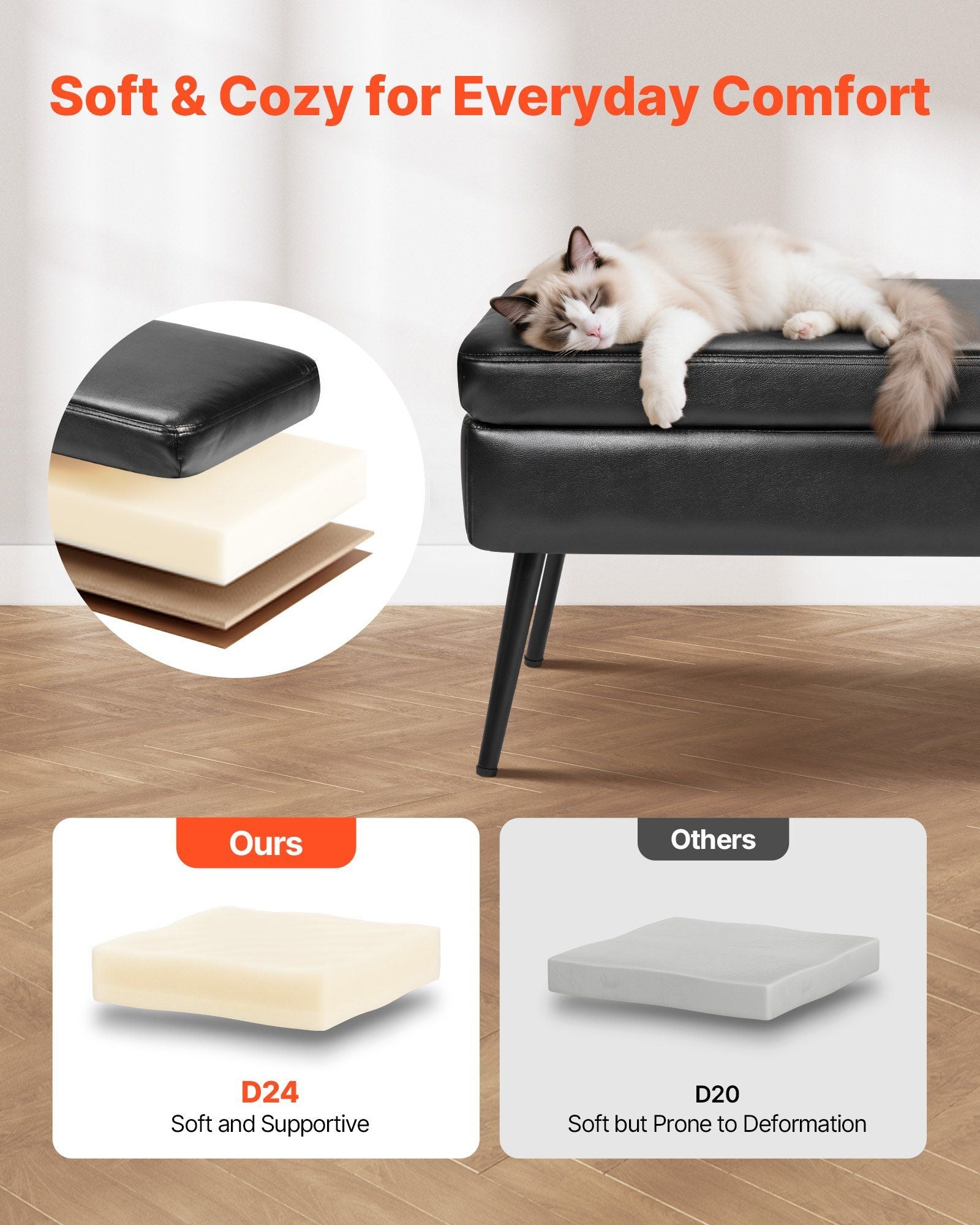 Leather Storage Ottoman Bench, PU Leather Bench with Storage and Metal Legs, Modern Shoe Benches Seat for V952-PZWSZYXTK415IFM6R001V0