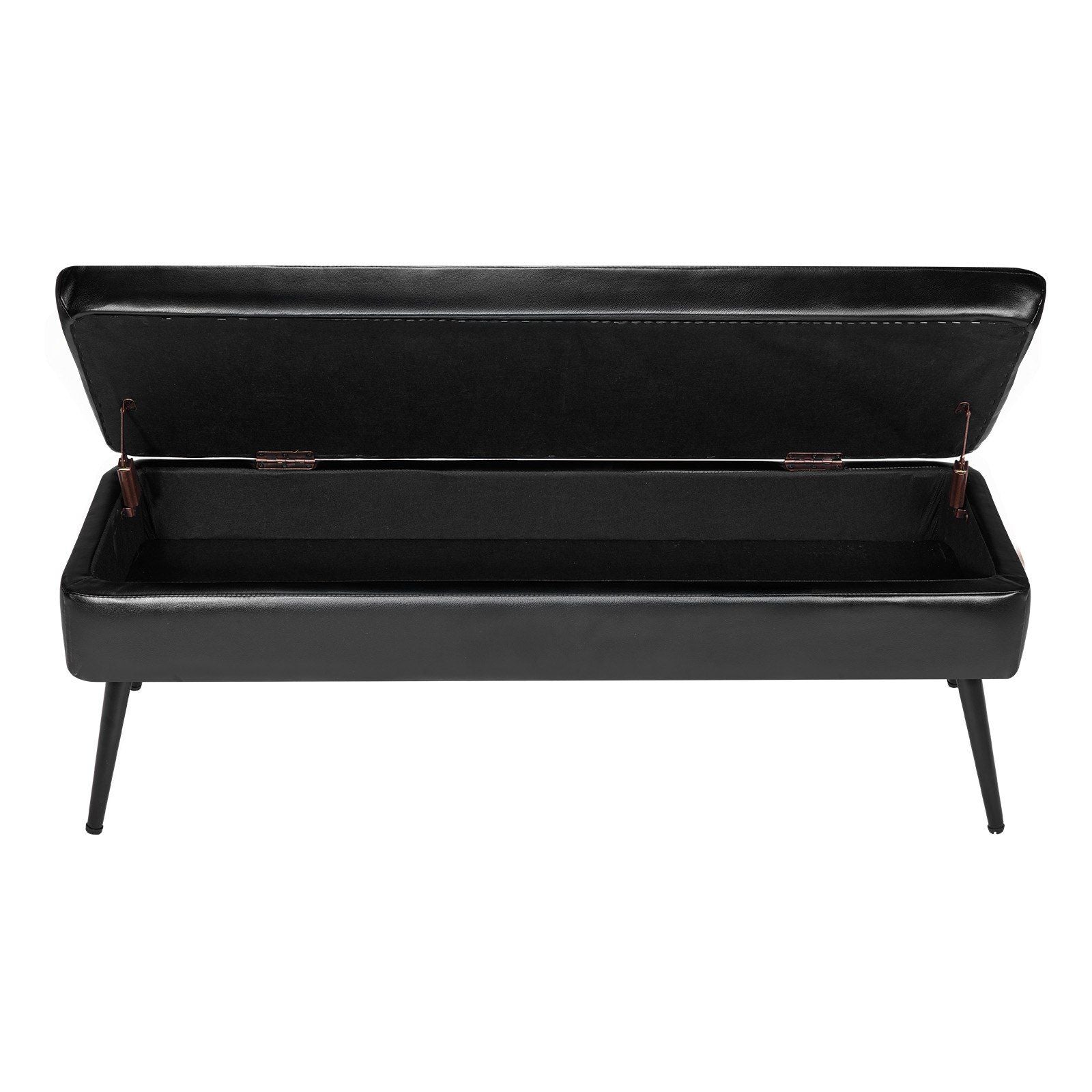 Leather Storage Ottoman Bench, PU Leather Bench with Storage and Metal Legs, Modern Shoe Benches Seat for V952-PZWSZYXTK415IFM6R001V0