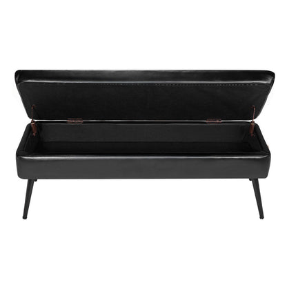 Leather Storage Ottoman Bench, PU Leather Bench with Storage and Metal Legs, Modern Shoe Benches Seat for V952-PZWSZYXTK415IFM6R001V0