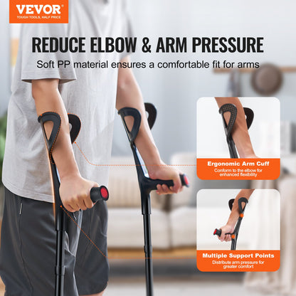 Forearm Crutches 10-Level Height Adjustable Walking Crutches 1 Pair 350LBS V952-QBGZJBXPPYZSPRL1KV0