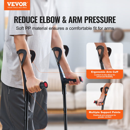 Forearm Crutches 10-Level Height Adjustable Walking Crutches 1 Pair 350LBS V952-QBGZJBXPPYZSPRL1KV0