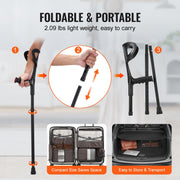 Forearm Crutches 10-Level Height Adjustable Walking Crutches 1 Pair 350LBS V952-QBGZJBXPPYZSPRL1KV0