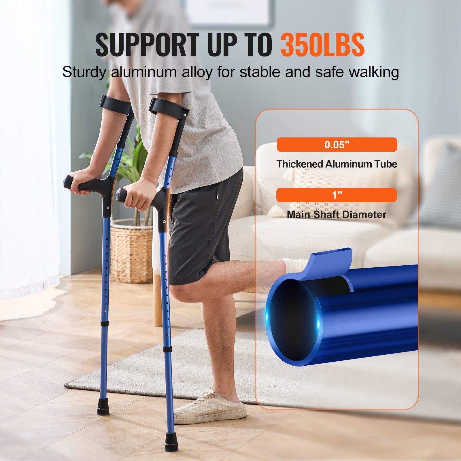 Forearm Crutches for Adults, 11-Level Height Adjustable Walking Crutches with 4-Level Upper Cuff, Lightweight V952-QBGZPVCRTGCXUI84QV0