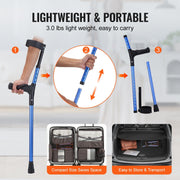 Forearm Crutches for Adults, 11-Level Height Adjustable Walking Crutches with 4-Level Upper Cuff, Lightweight V952-QBGZPVCRTGCXUI84QV0