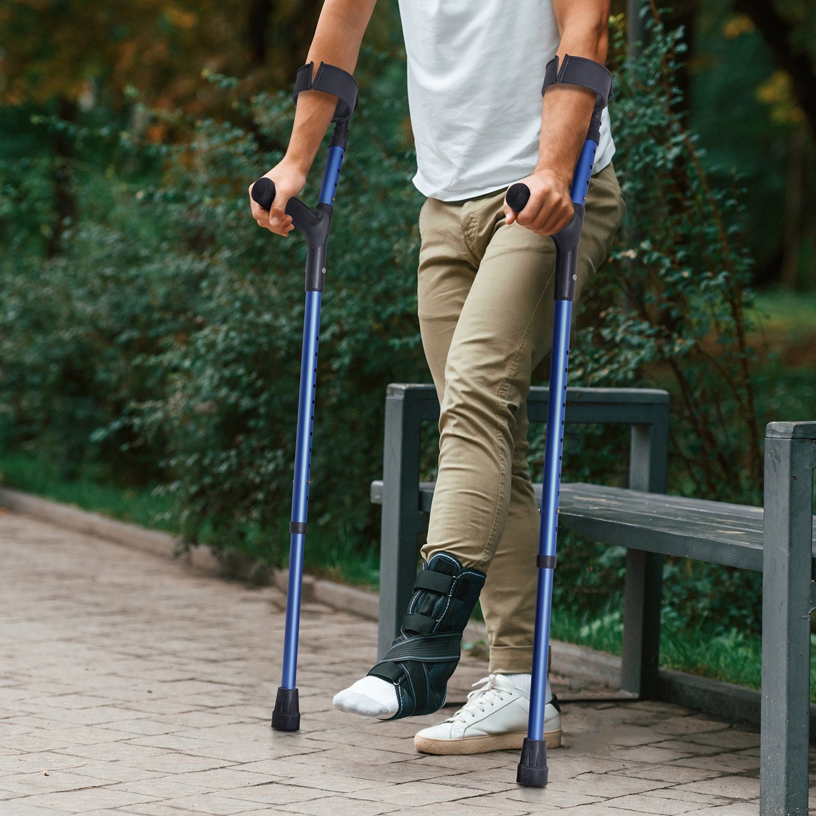 Forearm Crutches for Adults, 11-Level Height Adjustable Walking Crutches with 4-Level Upper Cuff, Lightweight V952-QBGZPVCRTGCXUI84QV0