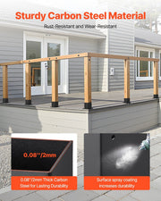 4x4 Post Base 4 Pcs, Inner Size 3.6x3.6 inch / 92x92 mm Post Brackets, Heavy Duty Carbon Steel Decking Posts, V952-QBLZDZTG4J20Y2BH6001V0