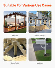 4x4 Post Base 4 Pcs, Inner Size 3.6x3.6 inch / 92x92 mm Post Brackets, Heavy Duty Carbon Steel Decking Posts, V952-QBLZDZTG4J20Y2BH6001V0