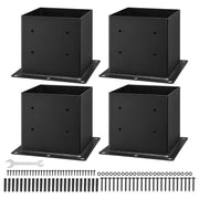 4x4 Post Base 4 Pcs, Inner Size 3.6x3.6 inch / 92x92 mm Post Brackets, Heavy Duty Carbon Steel Decking Posts, V952-QBLZDZTG4J20Y2BH6001V0