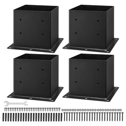 4x4 Post Base 4 Pcs, Inner Size 3.6x3.6 inch / 92x92 mm Post Brackets, Heavy Duty Carbon Steel Decking Posts, V952-QBLZDZTG4J20Y2BH6001V0