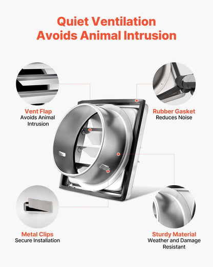 145mm Wall Vent Cover, Louvered Square AC Vent Gable Cover, Premium Stainless Steel & with Noise Reducing V952-QBPQTFKBYCSFQV0BX001V0
