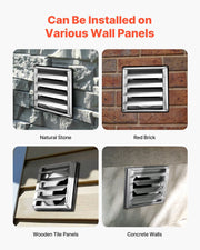145mm Wall Vent Cover, Louvered Square AC Vent Gable Cover, Premium Stainless Steel & with Noise Reducing V952-QBPQTFKBYCSFQV0BX001V0
