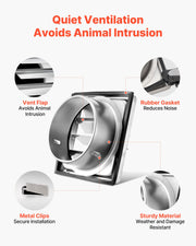 97mm Wall Vent Cover, Louvered Square AC Vent Gable Cover, Premium Stainless Steel & with Noise Reducing V952-QBPQTFKBYCSFZNJJB001V0