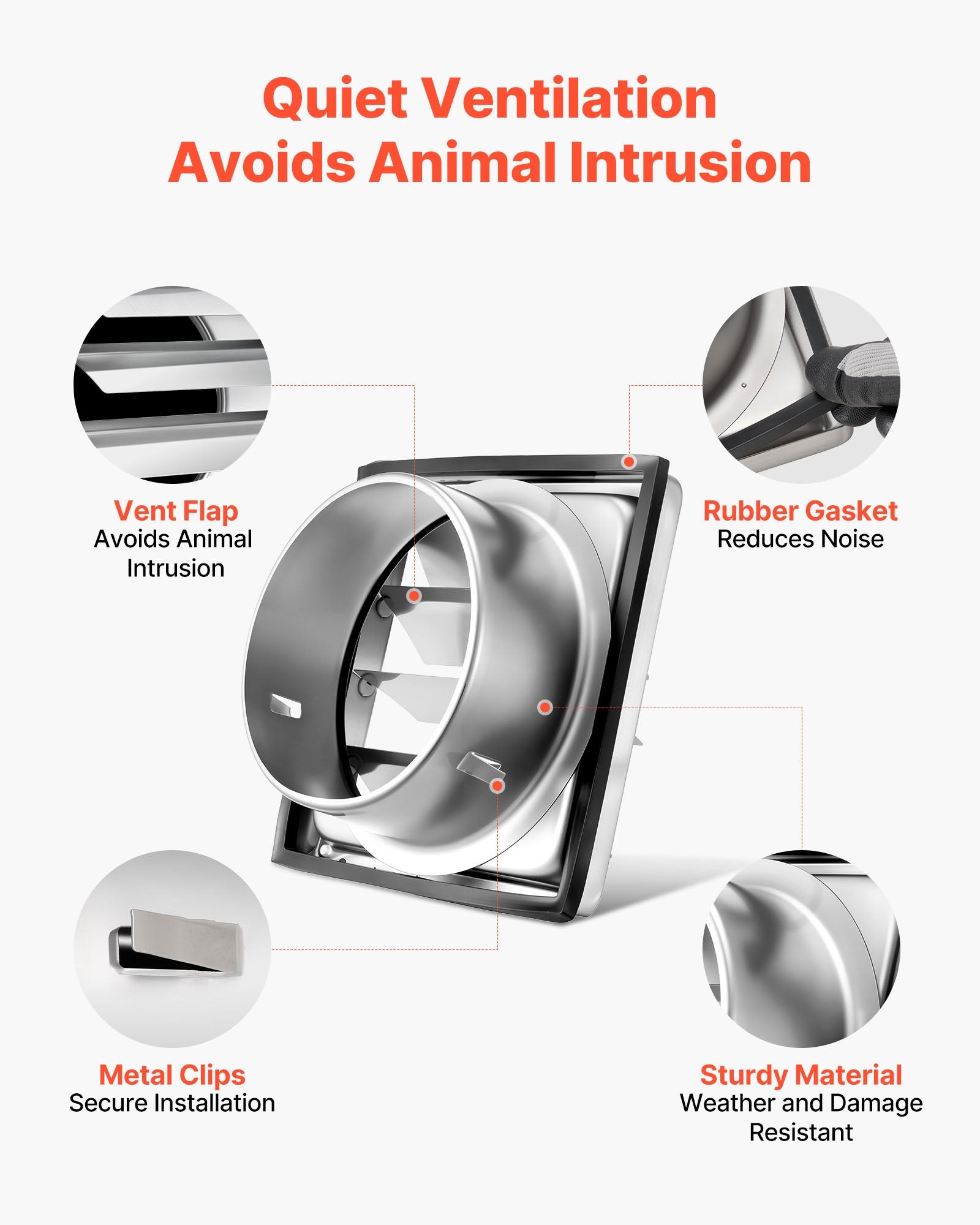 97mm Wall Vent Cover, Louvered Square AC Vent Gable Cover, Premium Stainless Steel & with Noise Reducing V952-QBPQTFKBYCSFZNJJB001V0