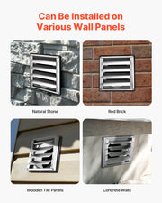 97mm Wall Vent Cover, Louvered Square AC Vent Gable Cover, Premium Stainless Steel & with Noise Reducing V952-QBPQTFKBYCSFZNJJB001V0
