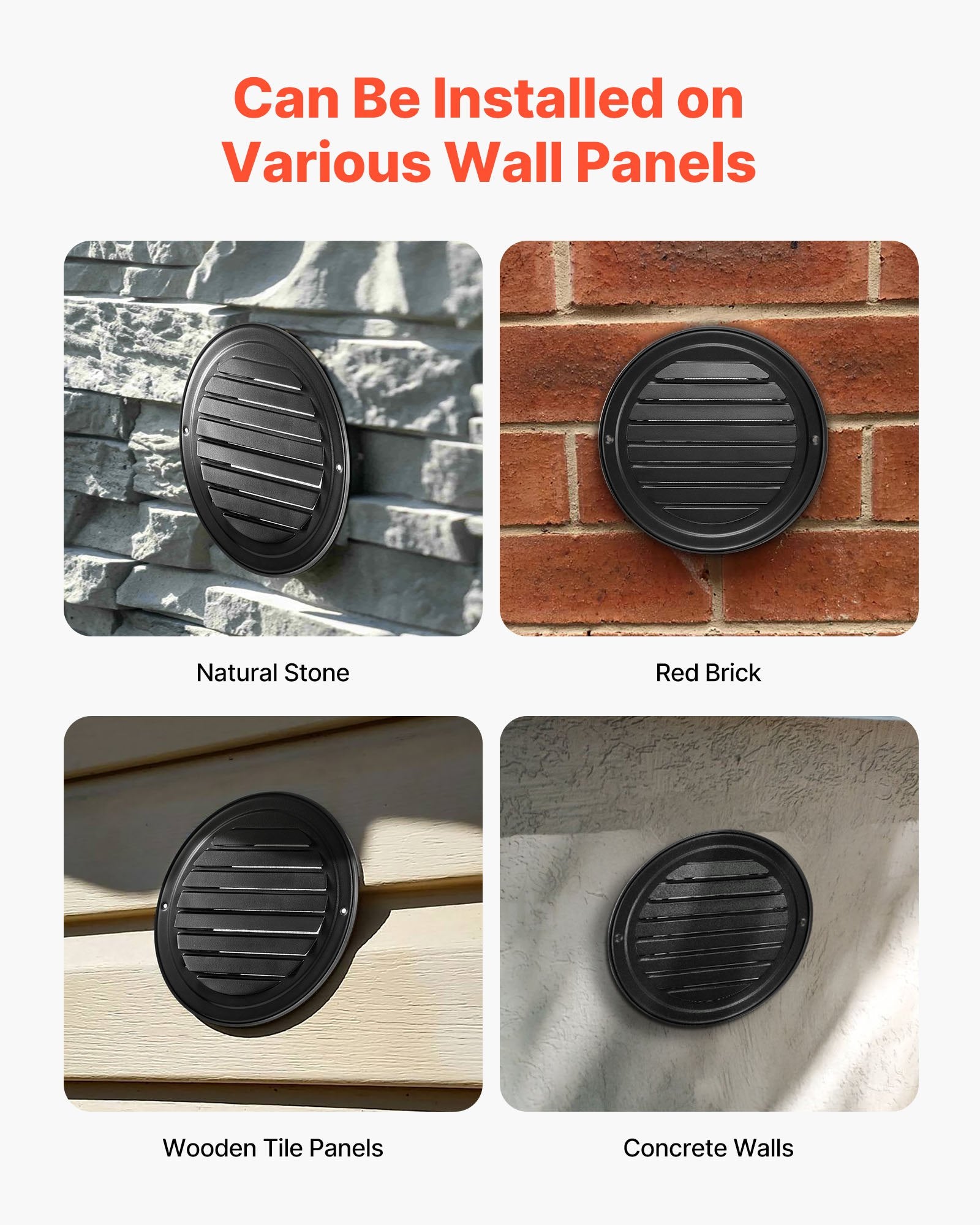 145 mm Wall Vent Cover, Louvered Round AC Vent Gable Cover, Premium Stainless Steel & with Built-in a V952-QBPQTFKBYCSYXOYTW001V0