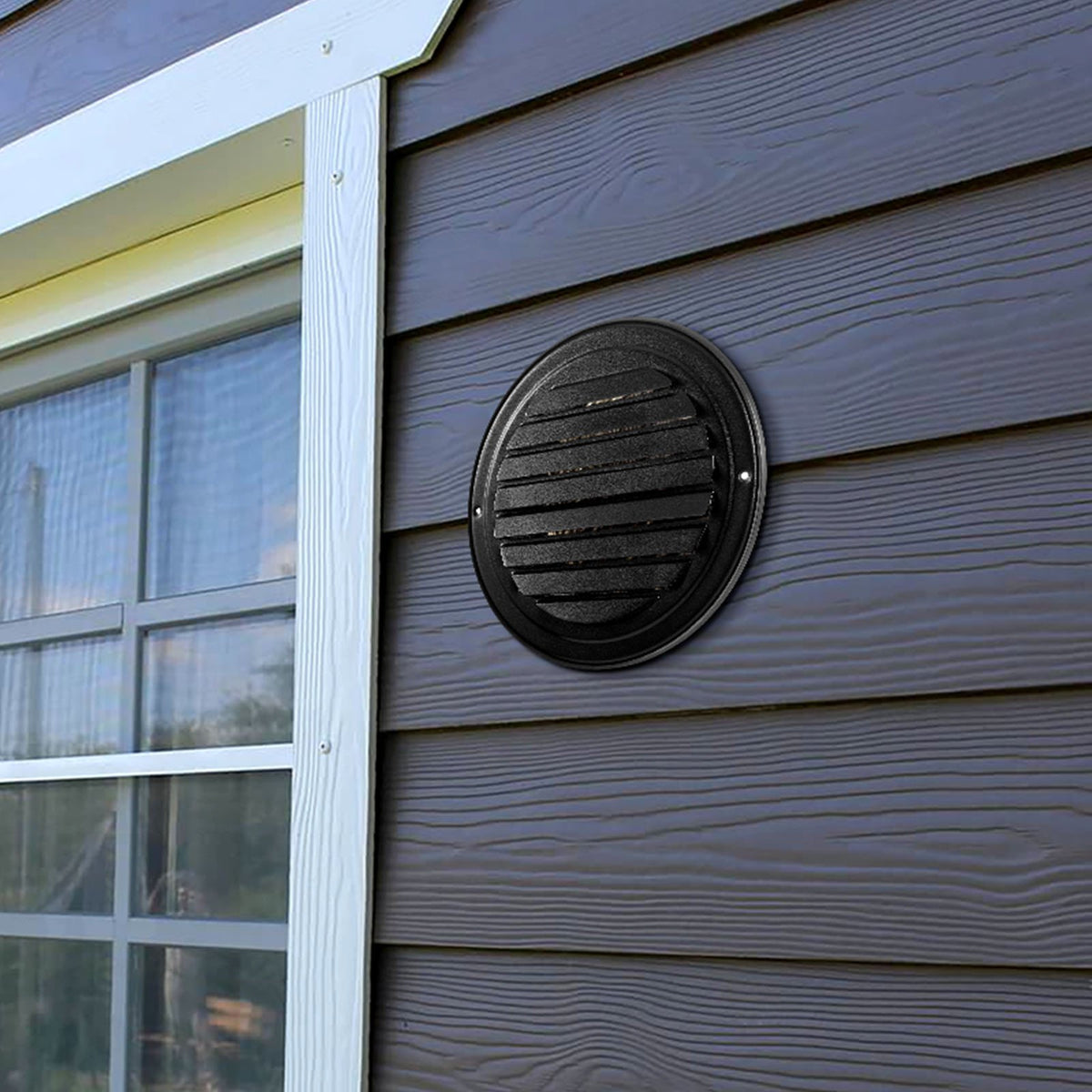 145 mm Wall Vent Cover, Louvered Round AC Vent Gable Cover, Premium Stainless Steel & with Built-in a V952-QBPQTFKBYCSYXOYTW001V0