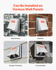 145 mm External Extractor Wall Vent Cover, Square AC Vent Gable Cover, Premium Stainless Steel & with V952-QBPQTFKGSFX625YD6001V0