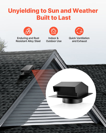 149 mm Hooded Wall Vent Cover SPCC Steel Roof Exhaust 1 Pack Black V952-QBPQTFKZSFX68VX60001V0