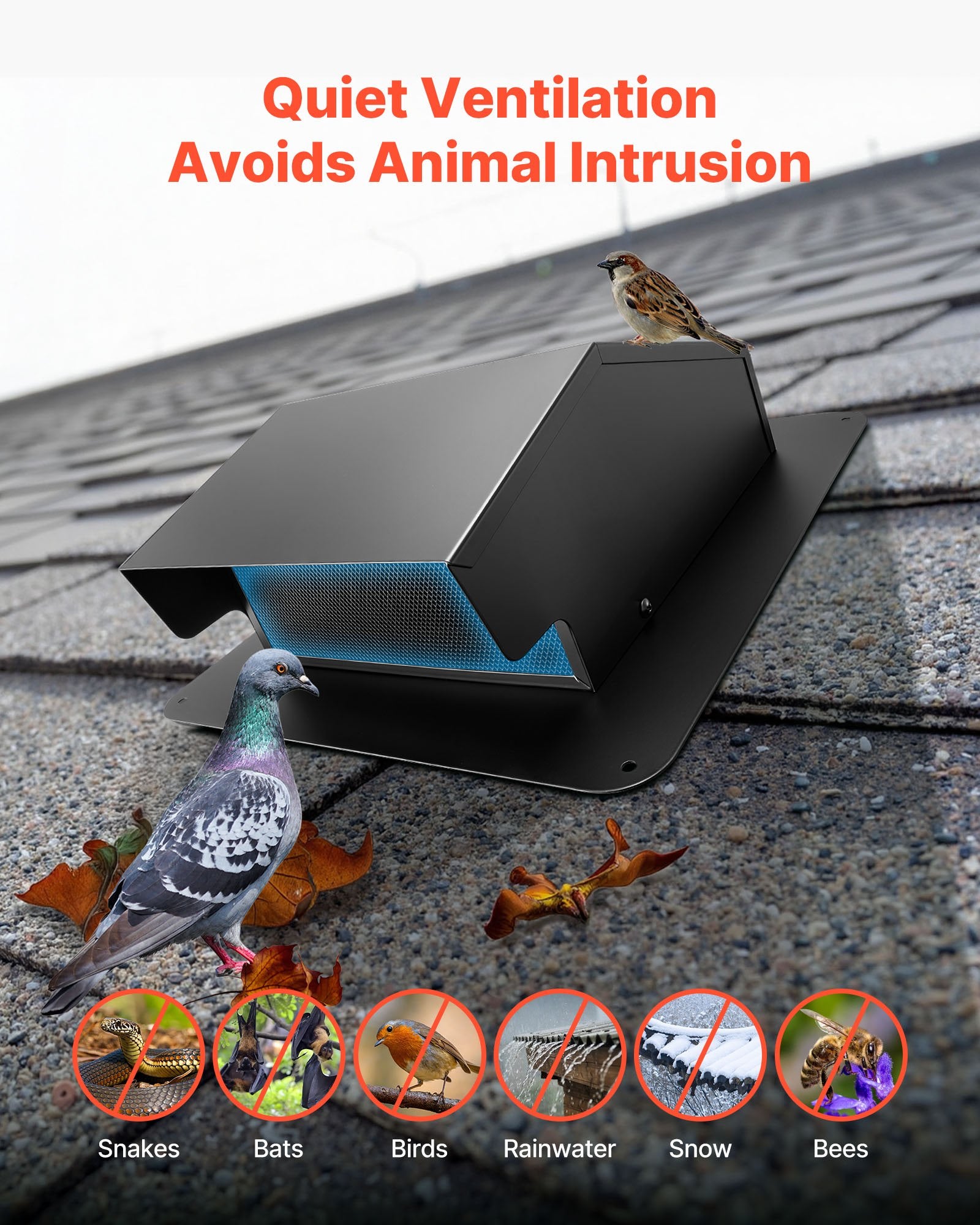 149 mm Hooded Wall Vent Cover SPCC Steel Roof Exhaust 1 Pack Black V952-QBPQTFKZSFX68VX60001V0