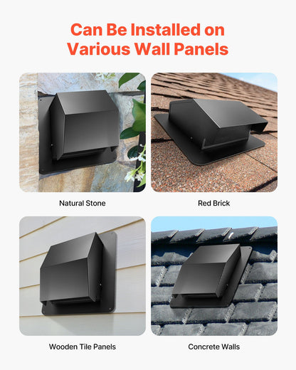 149 mm Hooded Wall Vent Cover SPCC Steel Roof Exhaust 1 Pack Black V952-QBPQTFKZSFX68VX60001V0
