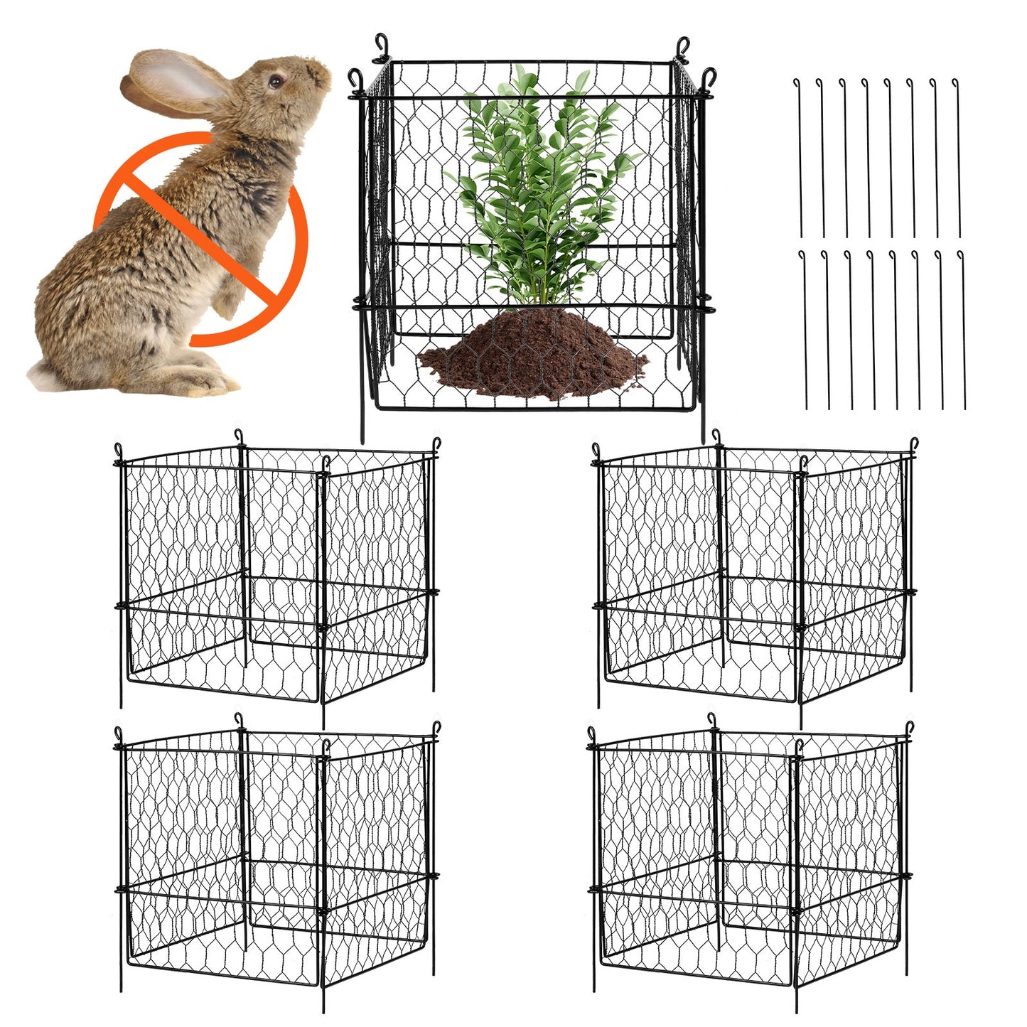 4 Pack Plant Protector from Animals, 13.4'' x 13.4'' Chicken Wire Plant Protector, Plant Cages for Outdoor V952-QBWZCL12YCHSE5ZGTV0