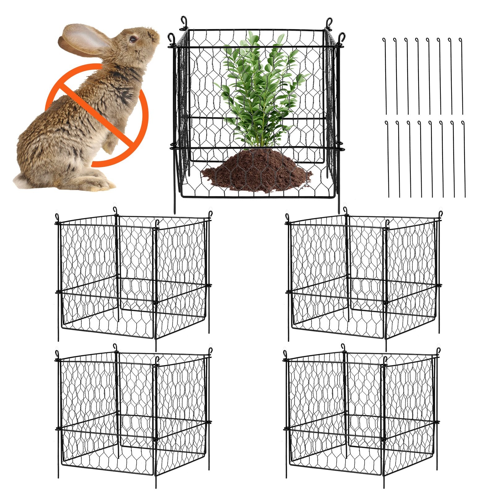 4 Pack Plant Protector from Animals, 13.4'' x 13.4'' Chicken Wire Plant Protector, Plant Cages for Outdoor V952-QBWZCL12YCHSE5ZGTV0
