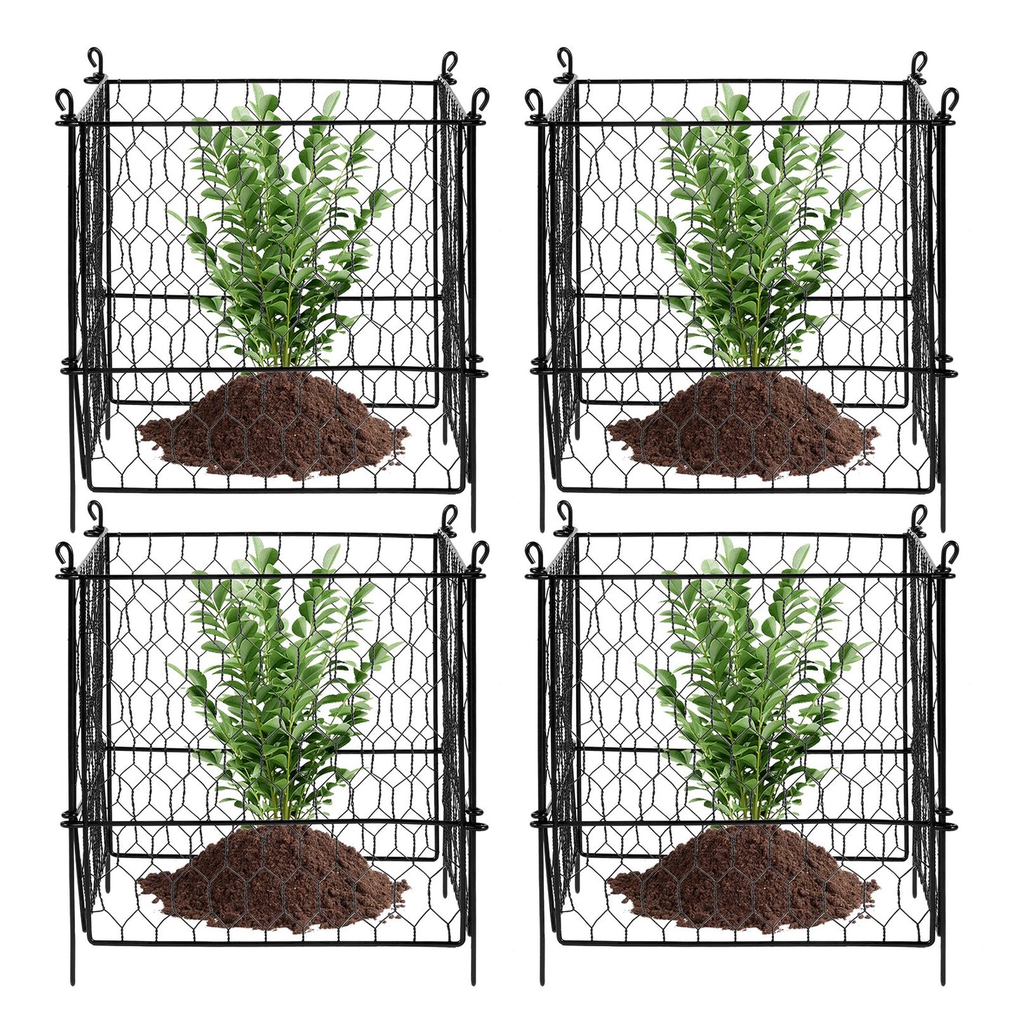 4 Pack Plant Protector from Animals, 13.4'' x 13.4'' Chicken Wire Plant Protector, Plant Cages for Outdoor V952-QBWZCL12YCHSE5ZGTV0