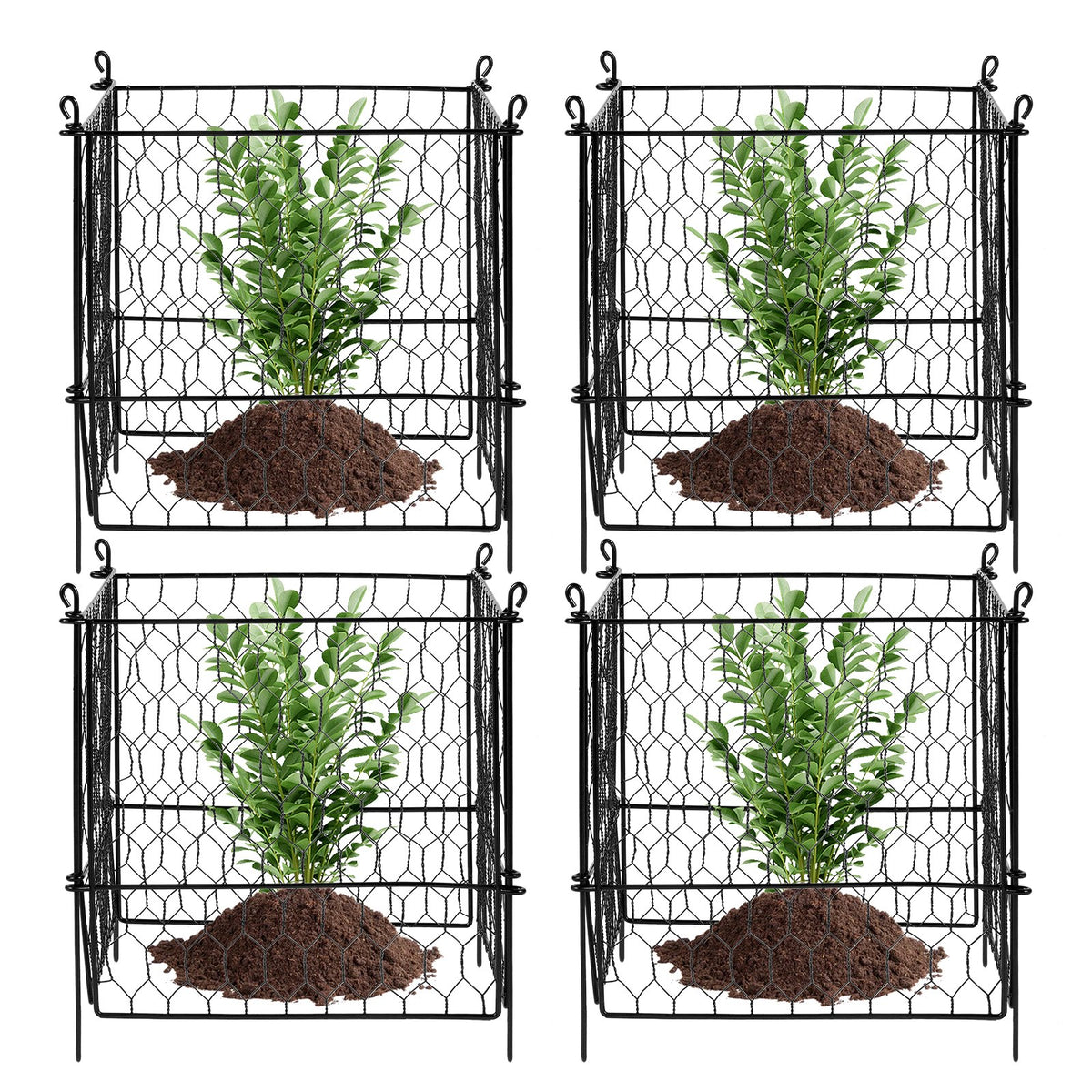 4 Pack Plant Protector from Animals, 13.4'' x 13.4'' Chicken Wire Plant Protector, Plant Cages for Outdoor V952-QBWZCL12YCHSE5ZGTV0