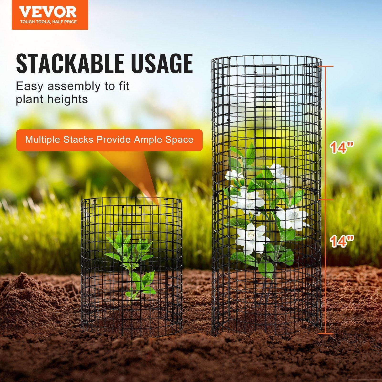 6 Pack Plant Protector from Animals, 320mm Dia. x 355mm H Chicken Wire Plant Protector, Plant Cages for V952-QBWZCL14YCHS4N9UIV0