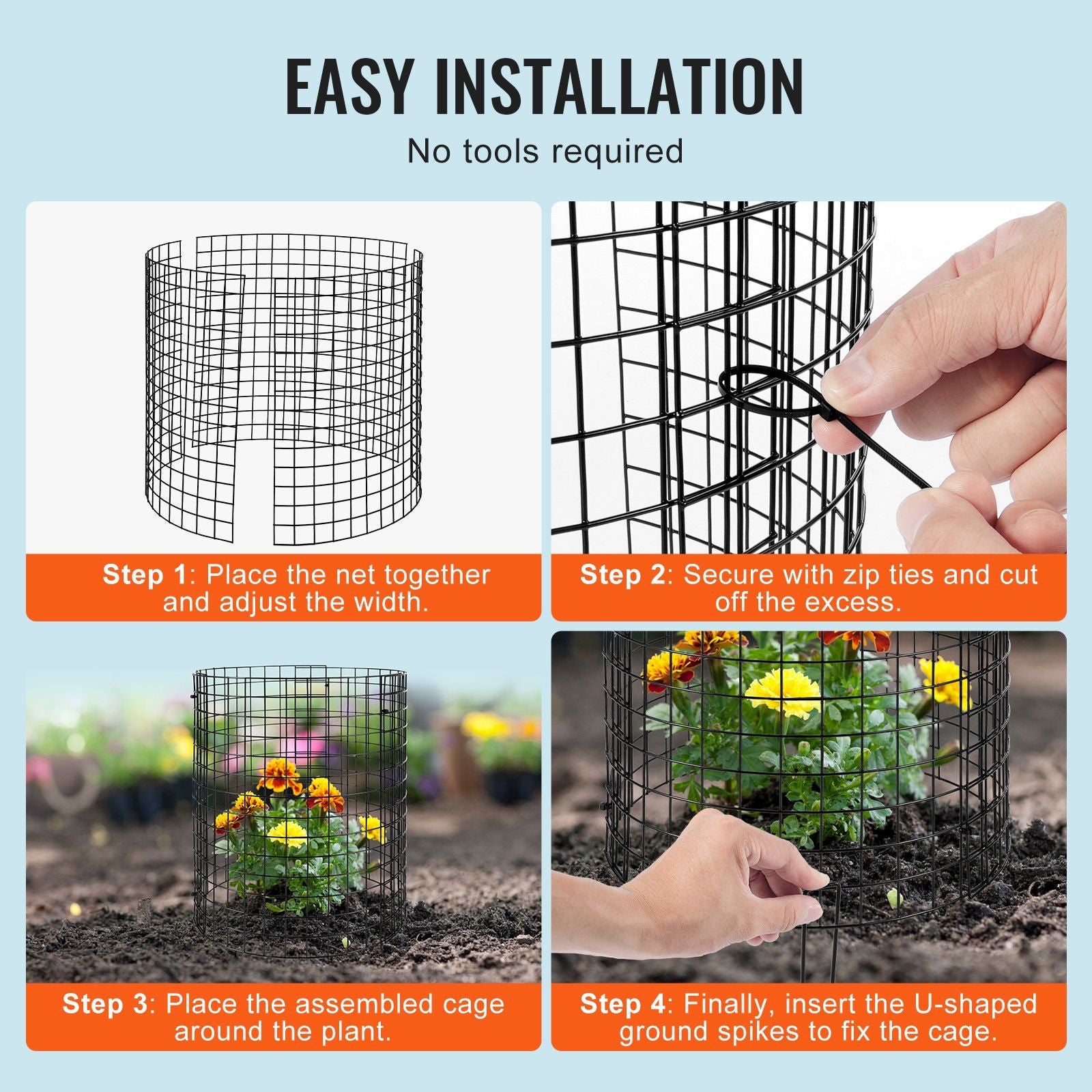 6 Pack Plant Protector from Animals, 320mm Dia. x 355mm H Chicken Wire Plant Protector, Plant Cages for V952-QBWZCL14YCHS4N9UIV0