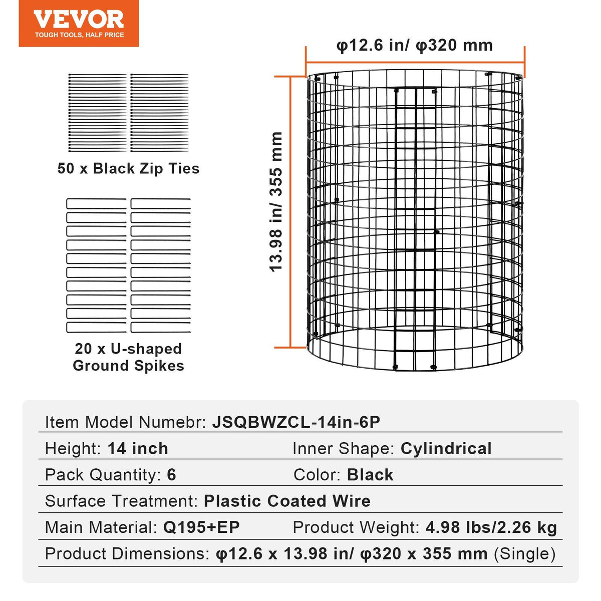 6 Pack Plant Protector from Animals, 320mm Dia. x 355mm H Chicken Wire Plant Protector, Plant Cages for V952-QBWZCL14YCHS4N9UIV0