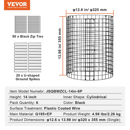 6 Pack Plant Protector from Animals, 320mm Dia. x 355mm H Chicken Wire Plant Protector, Plant Cages for V952-QBWZCL14YCHS4N9UIV0