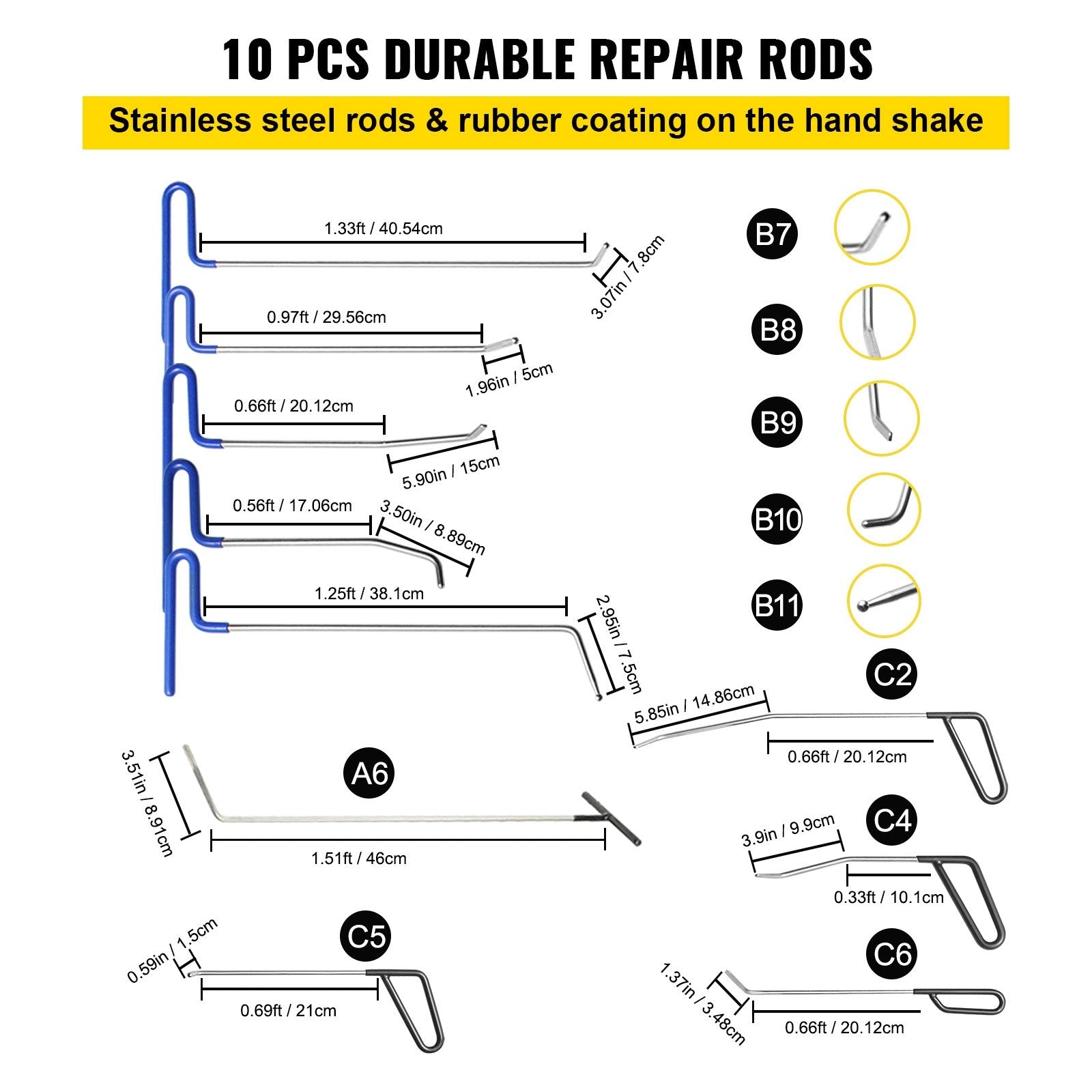 Paintless Dent Removal Rods Stainless Steel Rod Tool Kit 89pcs Dent Repair V952-QCAHXFQ89220VAUP2V3