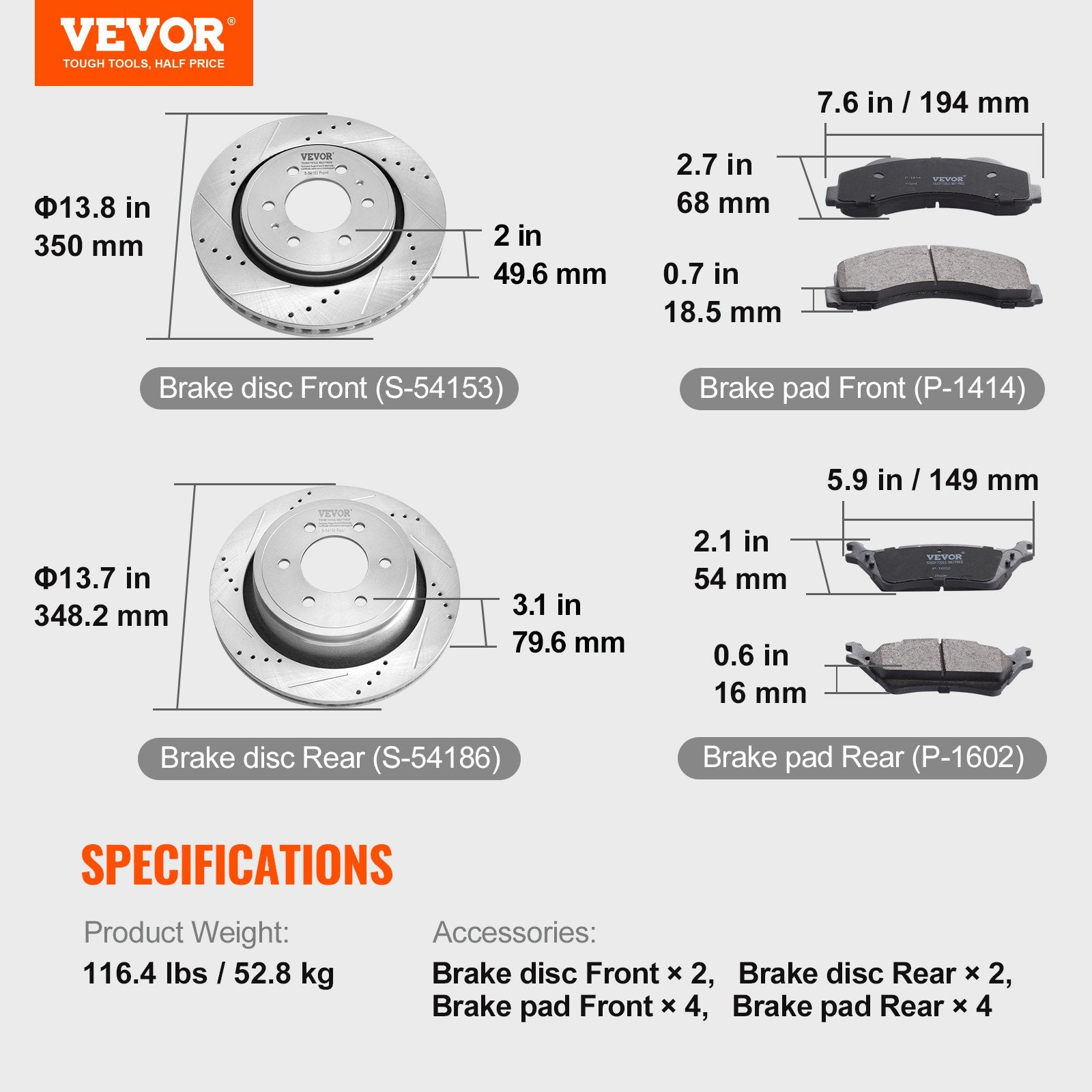 Front and Rear Brake Kit Compatible with 2012-2020 Ford F-150(MPB Only), Drilled and Slotted Brake Rotors V952-QCCCPTZF1502E0OTBV0