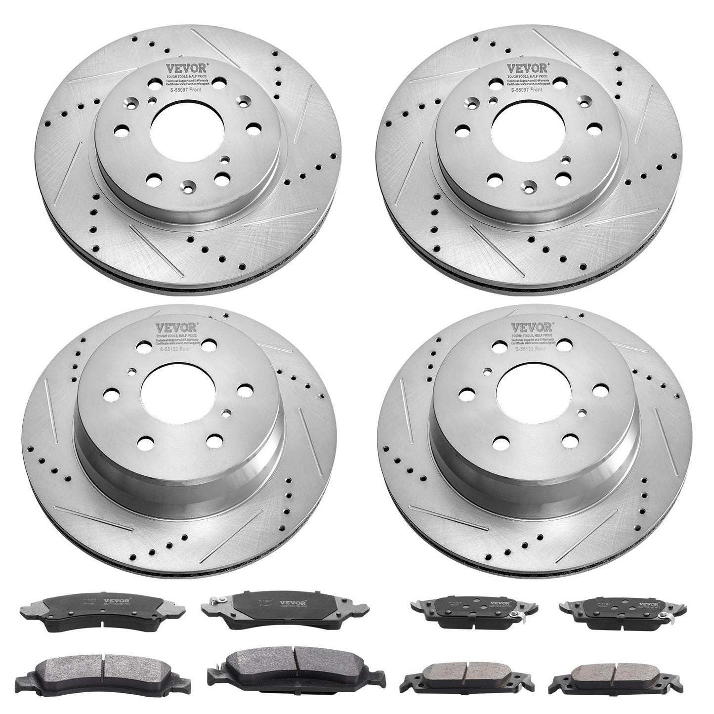 Front&Rear Rotors Disc Brake Pads Kit for 14-18 Chevy Silverado Gmc Sierra 1500 V952-QCCCPTZSILVEW8IC2V0