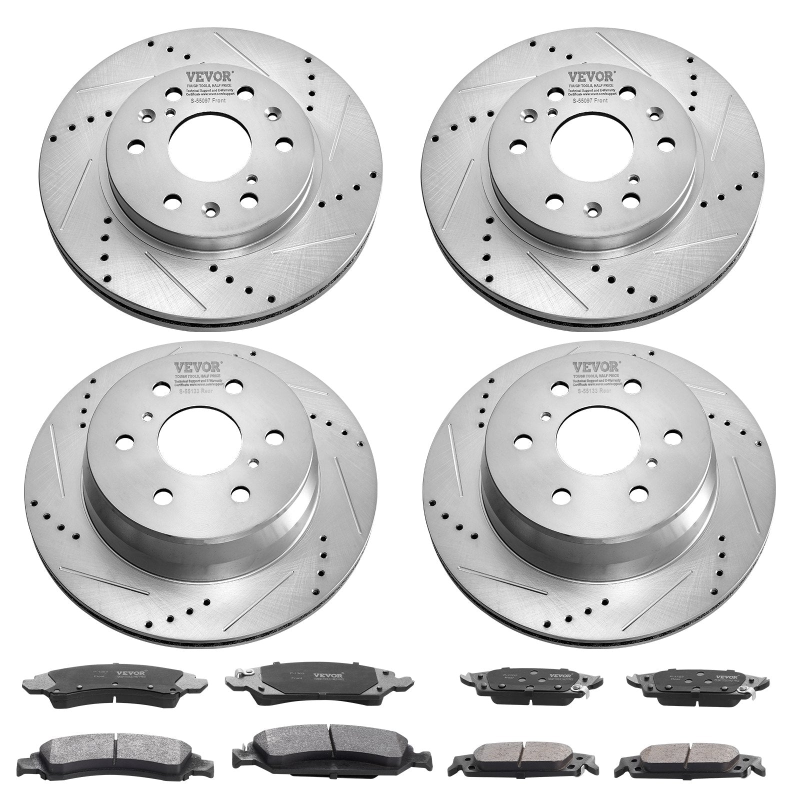 Front&Rear Rotors Disc Brake Pads Kit for 14-18 Chevy Silverado Gmc Sierra 1500 V952-QCCCPTZSILVEW8IC2V0