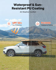 270 Degree Awning, 4.9 m2 Driver Side Vehicle Awning, Waterproof UV50+ Car Side Awnings with Carry Bag, V952-QCCP12759FTSTOWKB001V0
