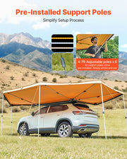 270 Degree Awning with Bulit-in LED Lights, 10.9 m2 Driver Side Vehicle Awning, Waterproof UV50+ Car Side V952-QCCP18764FTHXNUDI001V9