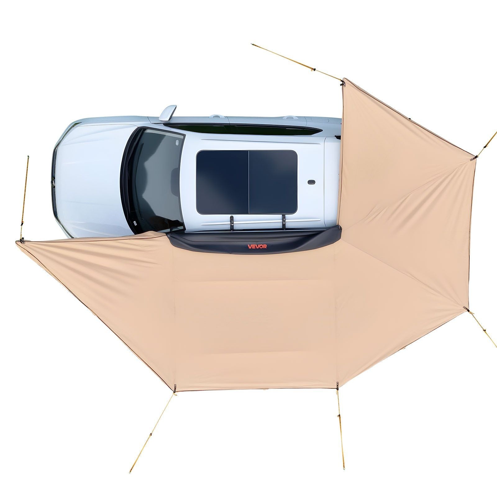 270 Degree Awning with Bulit-in LED Lights, 12.4 m2 Driver Side Vehicle Awning, Waterproof UV50+ Car Side V952-QCCP20359FTH42QCL001V9