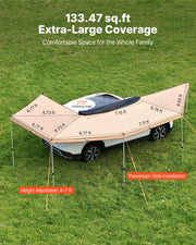 270 Degree Awning, 12.4 m2 Driver Side Vehicle Awning, Waterproof UV50+ Car Side Awnings with Carry Bag, V952-QCCP2065FTSHVNUN9001V0