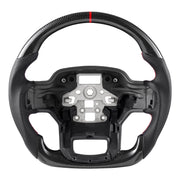 Steering Wheel for 2021-2024 Ford F150, Carbon Fiber Steering Wheel D-Shaped Flat-Bottom, Leather Grip with V952-QCFXPZYFTF15VL7EA001V0