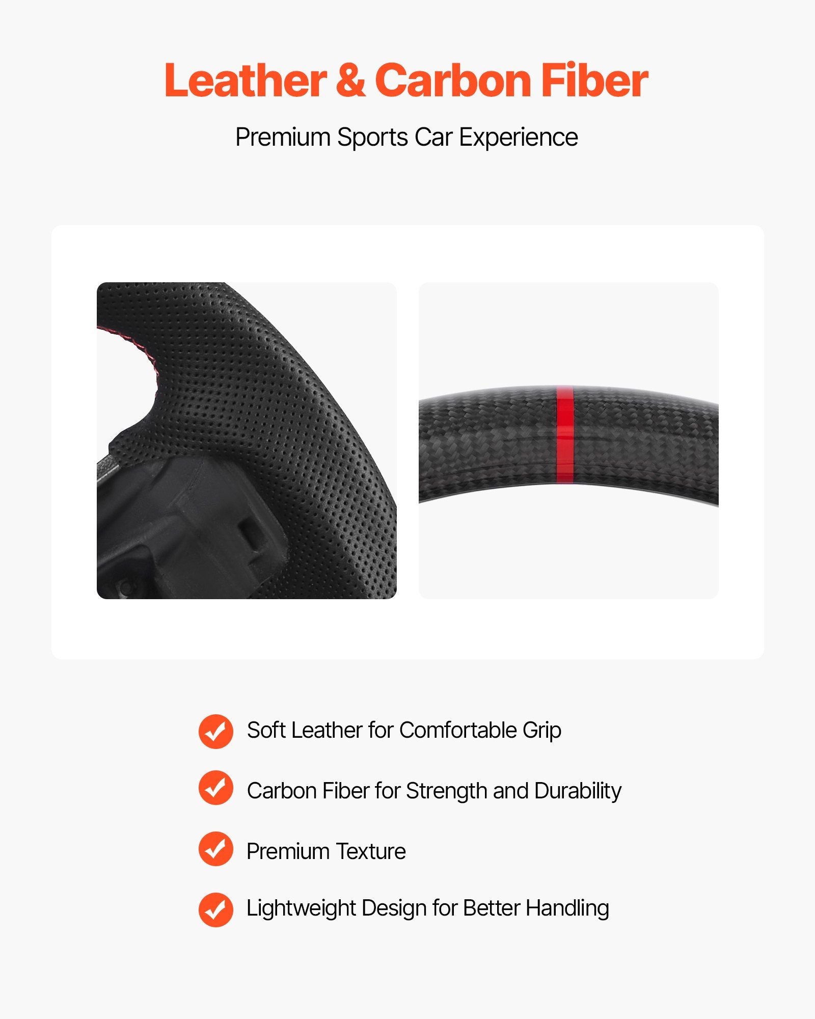 Steering Wheel for 2021-2024 Ford F150, Carbon Fiber Steering Wheel D-Shaped Flat-Bottom, Leather Grip with V952-QCFXPZYFTF15VL7EA001V0
