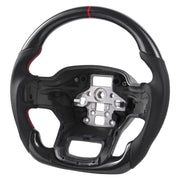 Steering Wheel for 2021-2024 Ford F150, Carbon Fiber Steering Wheel D-Shaped Flat-Bottom, Leather Grip with V952-QCFXPZYFTF15VL7EA001V0