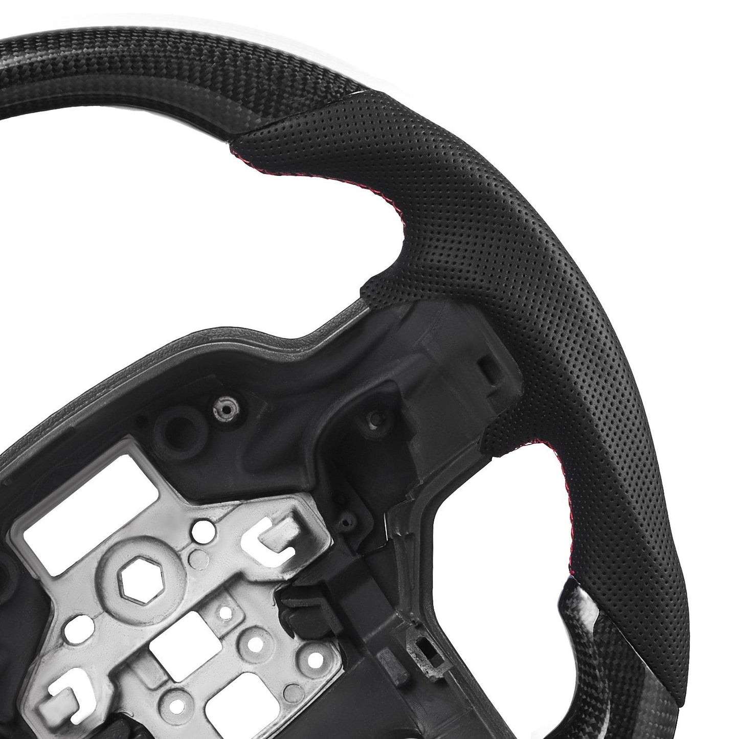 Steering Wheel for 2021-2024 Ford F150, Carbon Fiber Steering Wheel D-Shaped Flat-Bottom, Leather Grip with V952-QCFXPZYFTF15VL7EA001V0