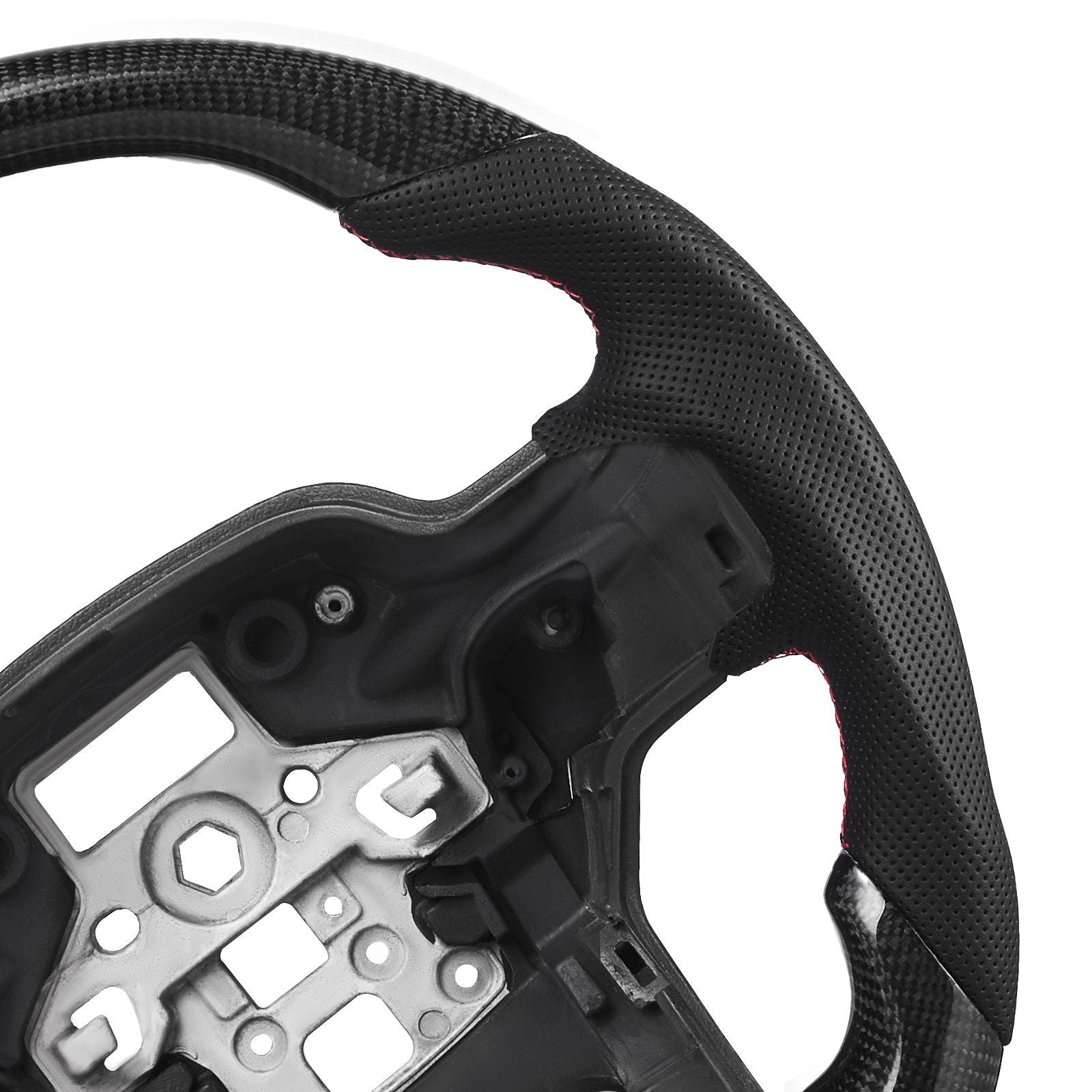 Steering Wheel for 2021-2024 Ford F150, Carbon Fiber Steering Wheel D-Shaped Flat-Bottom, Leather Grip with V952-QCFXPZYFTF15VL7EA001V0