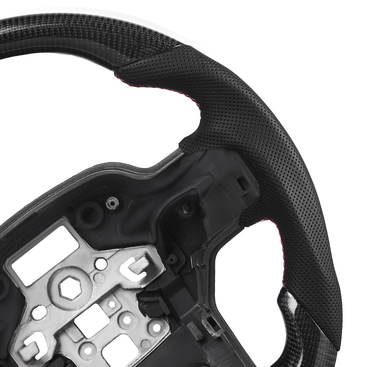Steering Wheel for 2021-2024 Ford F150, Carbon Fiber Steering Wheel D-Shaped Flat-Bottom, Leather Grip with V952-QCFXPZYFTF15VL7EA001V0