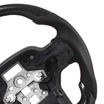 Steering Wheel for 2021-2024 Ford F150, Carbon Fiber Steering Wheel D-Shaped Flat-Bottom, Leather Grip with V952-QCFXPZYFTF15VL7EA001V0