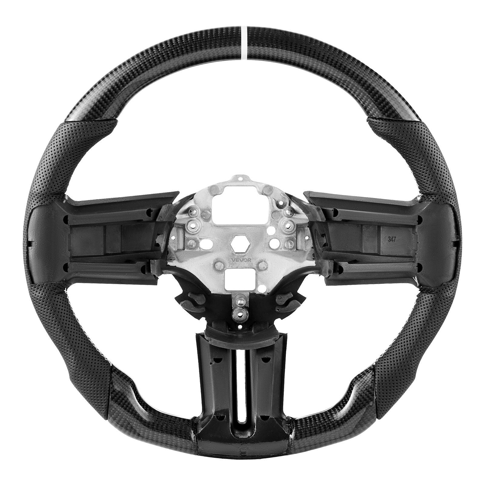 Steering Wheel for 2010-2014 Ford Mustang, Carbon Fiber Steering Wheel D-Shaped Flat-Bottom, Leather Grip V952-QCFXPZYFTMUSW6W31001V0
