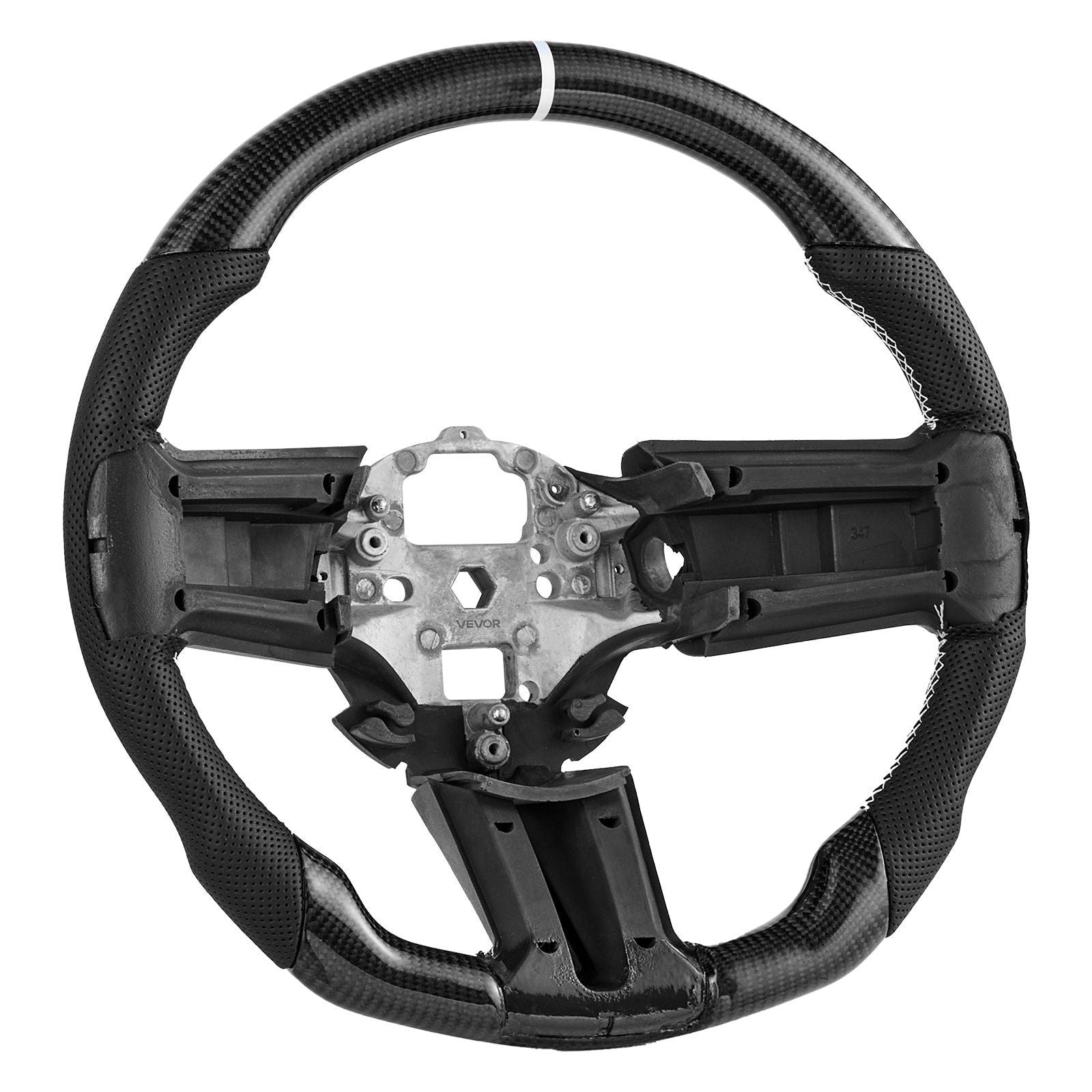 Steering Wheel for 2010-2014 Ford Mustang, Carbon Fiber Steering Wheel D-Shaped Flat-Bottom, Leather Grip V952-QCFXPZYFTMUSW6W31001V0