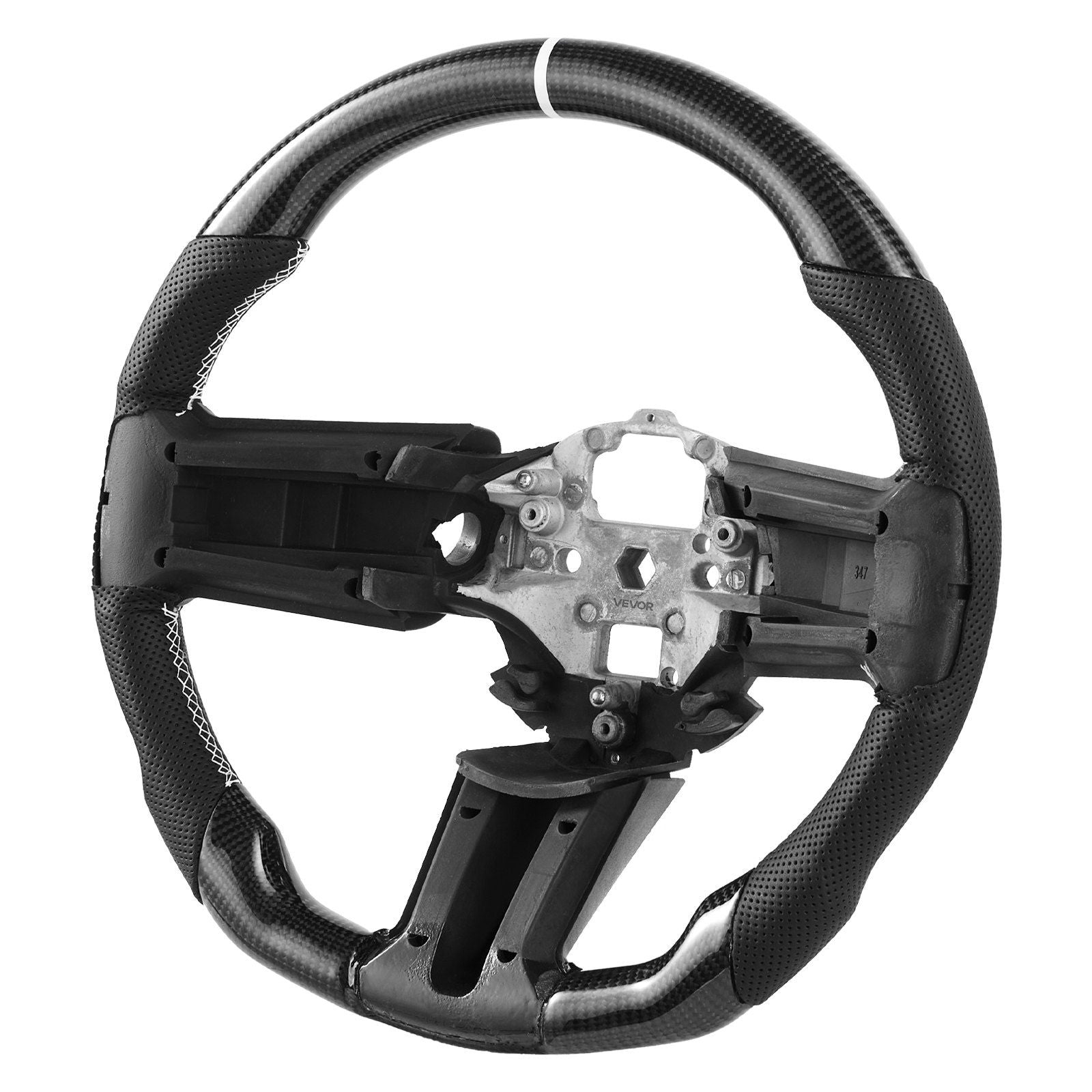 Steering Wheel for 2010-2014 Ford Mustang, Carbon Fiber Steering Wheel D-Shaped Flat-Bottom, Leather Grip V952-QCFXPZYFTMUSW6W31001V0